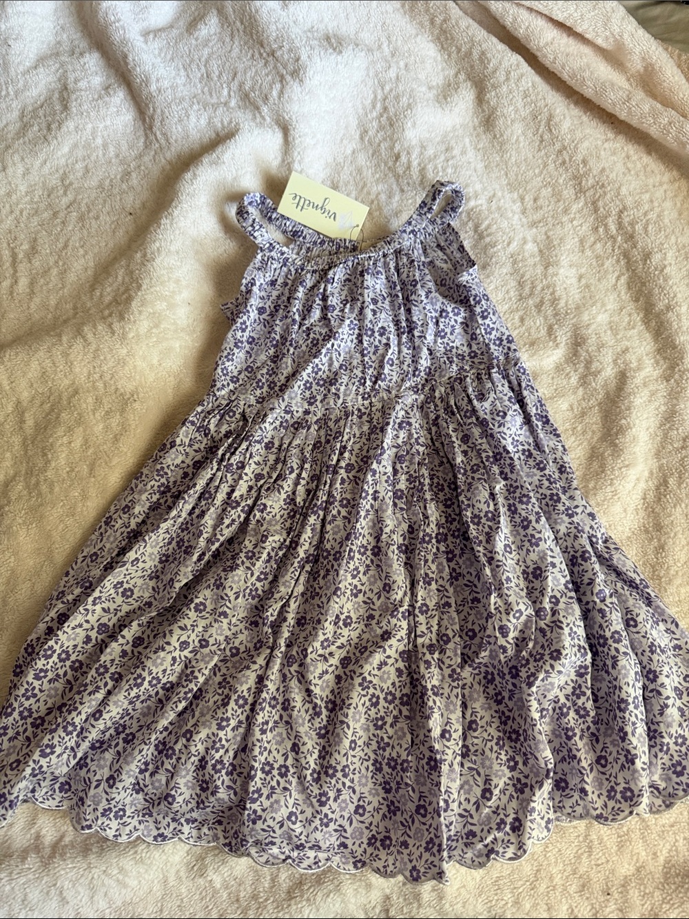 Girls Lavender Floral Tiered Sundress with Adjustable Straps
